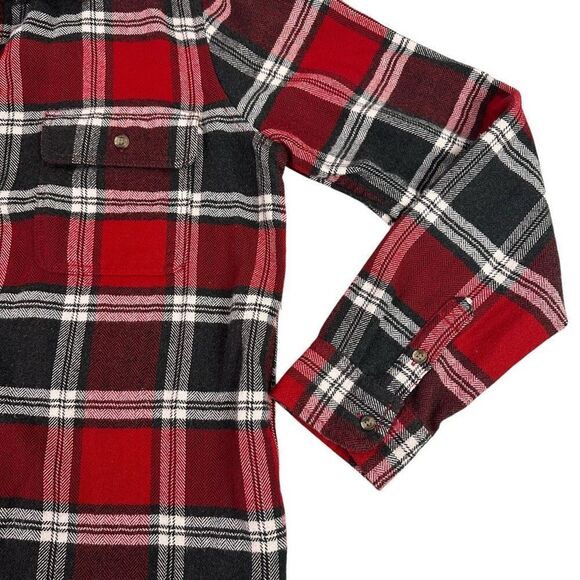American Eagle Large womens AE Ahh-Mazingly Soft Flannel Shirt Red Gray - Picture 4 of 9